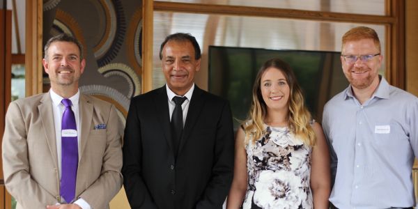 L_R Wits Profs. Jonah Choiniere, Shabir Madhi, Jennifer Fitchett and Peter Kamerman at the Royal Society of SA Awards 600x300 L_R Wits Profs. Jonah Choiniere, Shabir Madhi, Jennifer Fitchett and Peter Kamerman at the Royal Society of SA Awards 600x300